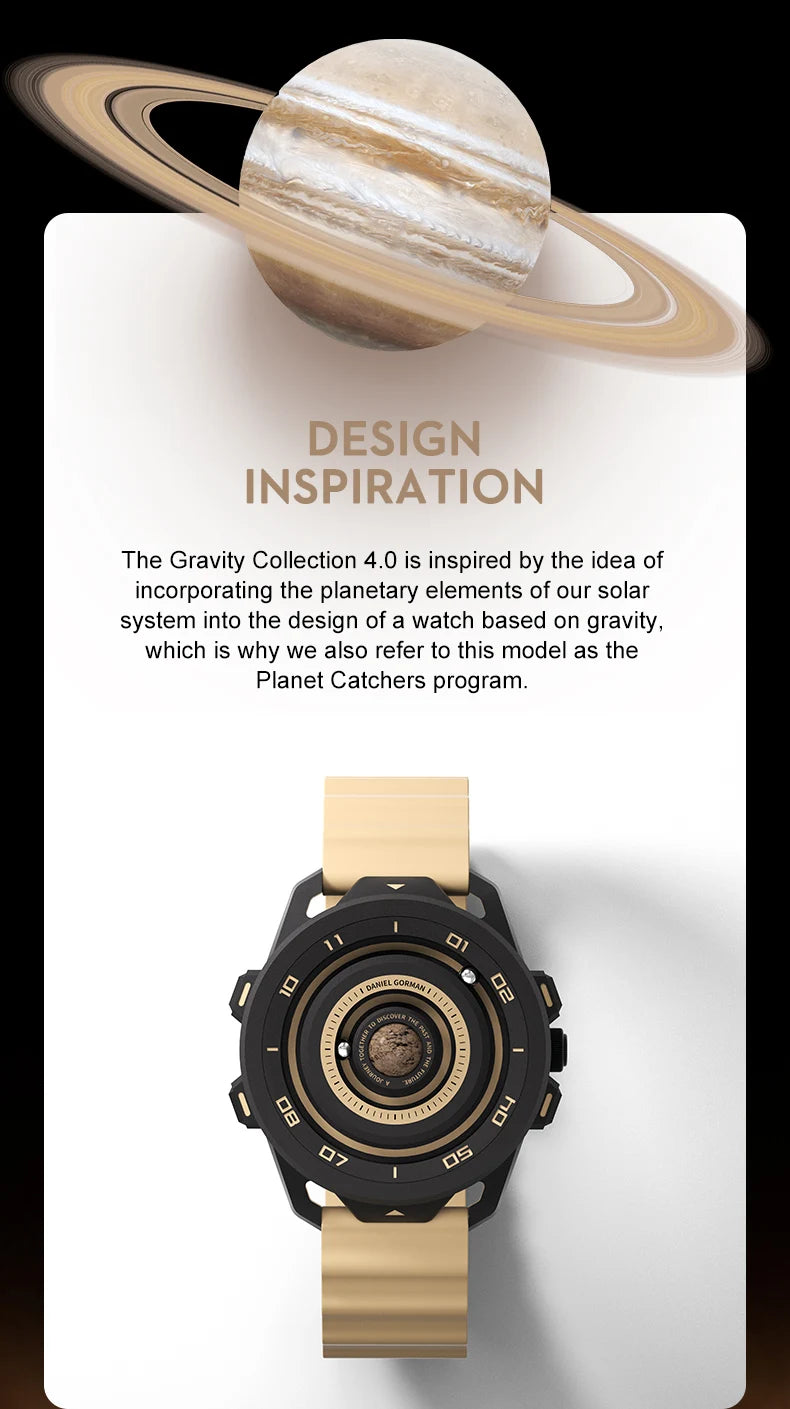 DANIEL GORMAN Red Planet Design Quartz Watch for Men Waterproof Luminous Sport Wristwatch with Magnetic Bead Pointers DG0525Red