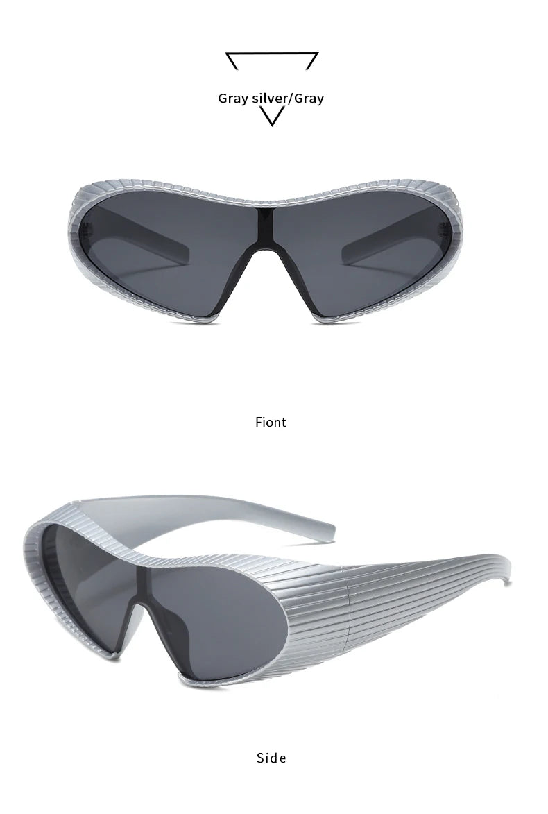 New Alien Uv Resistant Sunglasses, Punk Goggles, Futuristic Y2k Large Frame Integrated Sunglasses 7751