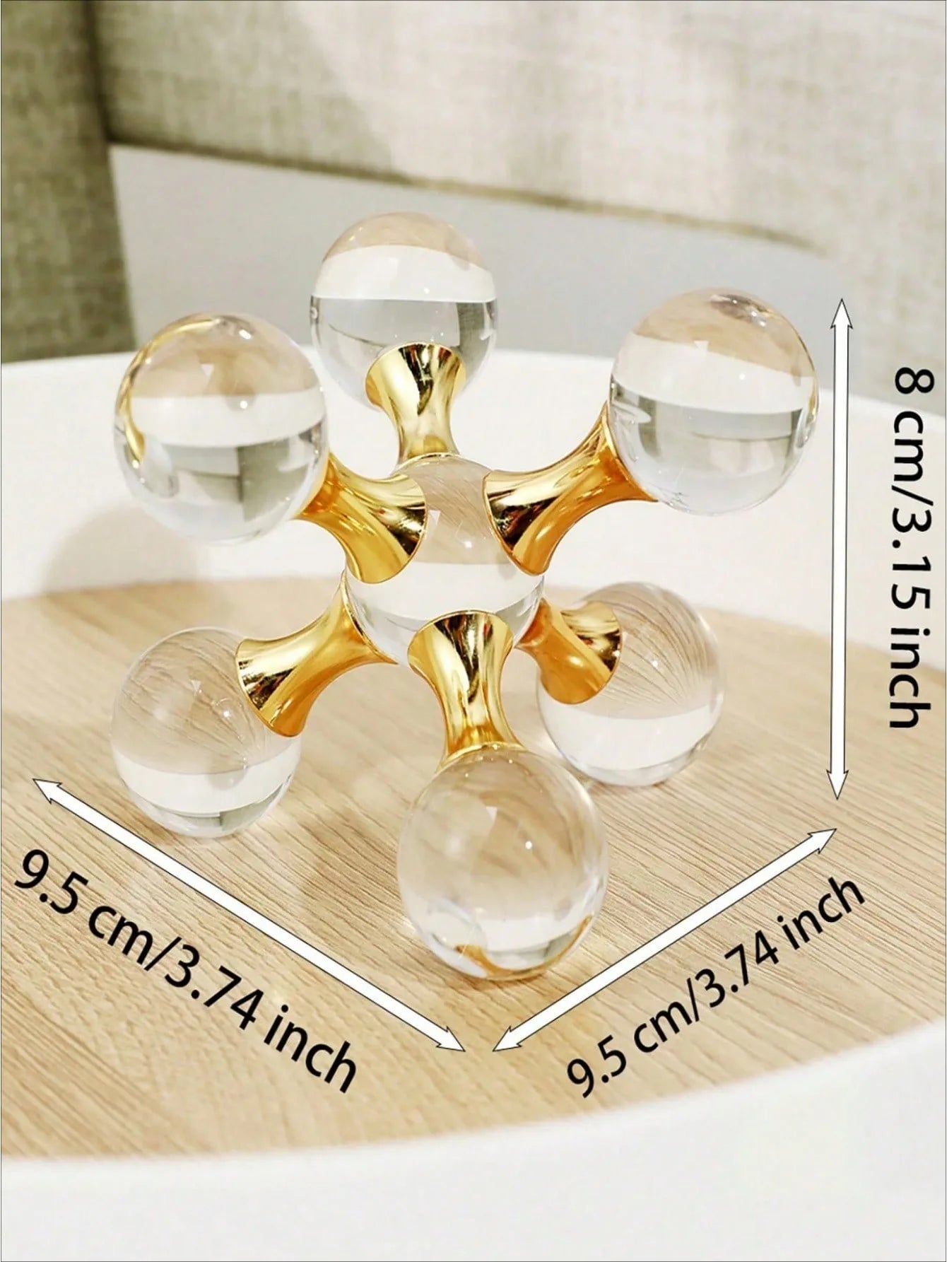 1pc Crystal Geometric Molecular Ball Candleholder, Luxury Molecule Crystal Decorative Craft Ornament For Desktop, Living Room &