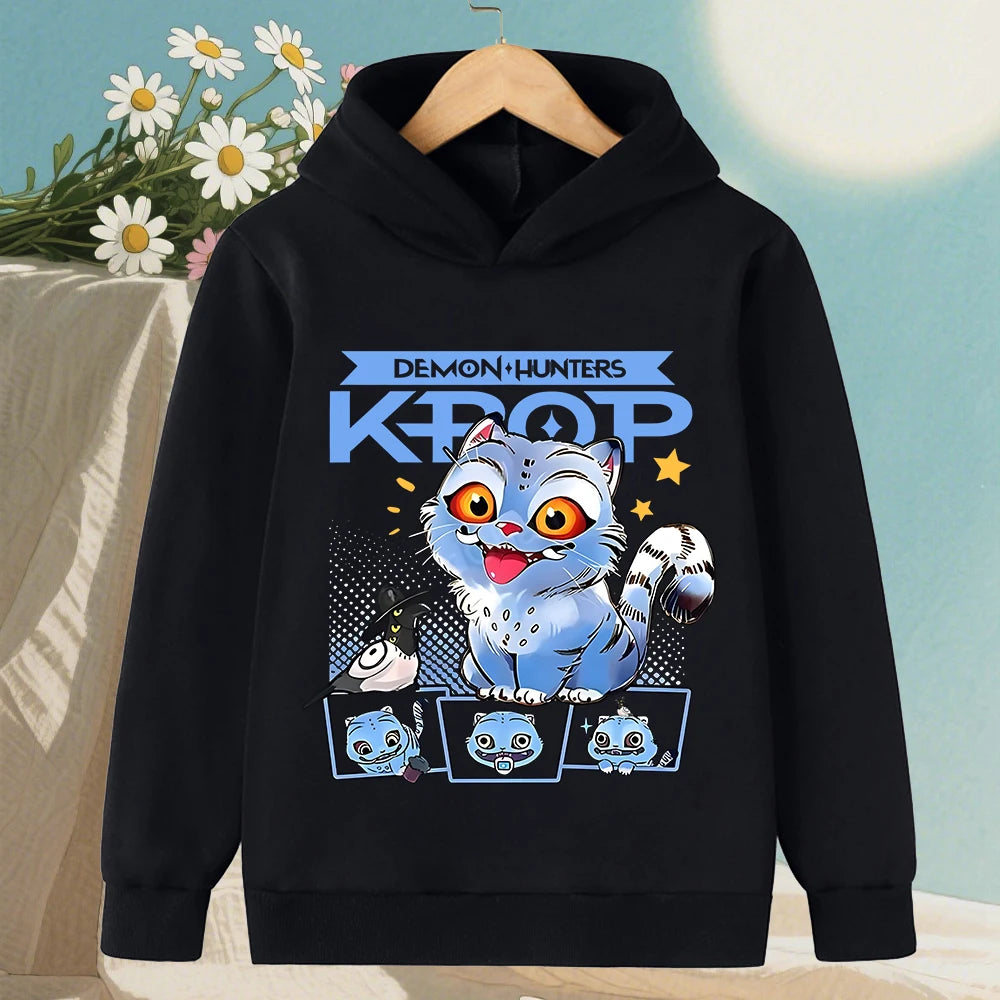 KPop Demon Hunter Rumi Derpy Cartoon Girls Boy Hooded Sweatshirt Warm Children's Wave Fashion Casual Tops Casual Girls Clothing