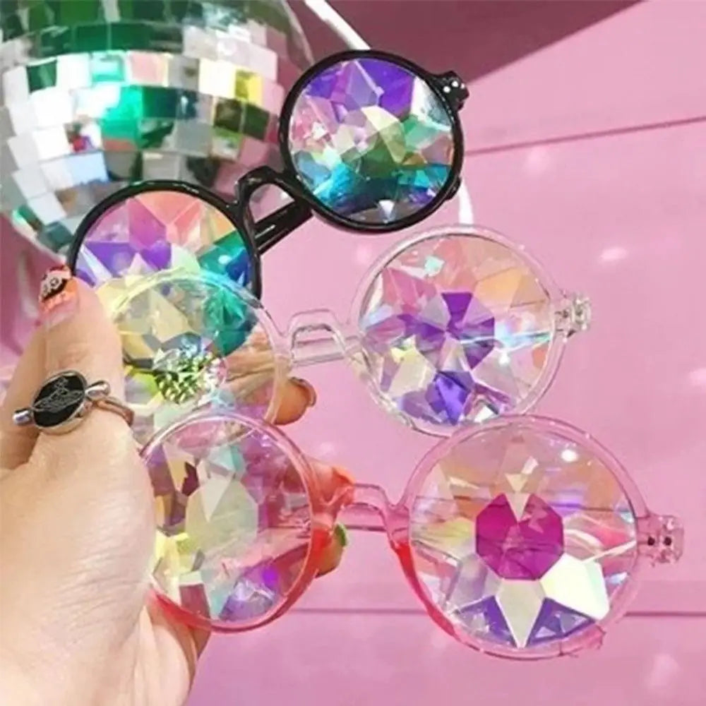 Kaleidoscope Psychedelic Eyeglasses Men Women Funny Round Sunglasses Rave Festival Stylish Female Carnival Party Queen Glasses