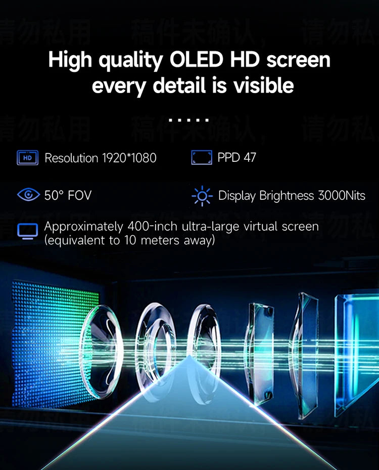 ENMESI V50 1080P HMD OLED High Brightness AR Glasses With Diopter 400inch HD Giant Screen Private Cinema