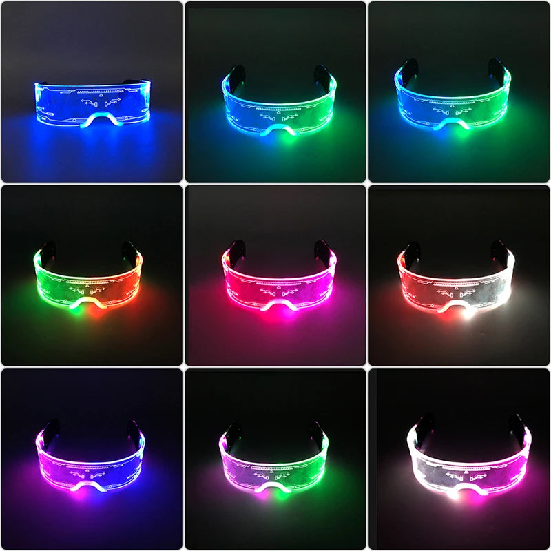 Fashion Luminous Decorative Glasses Neon Light Decoration LED Sunglasses For Nightclub DJ Dance Music Rave Costume Night