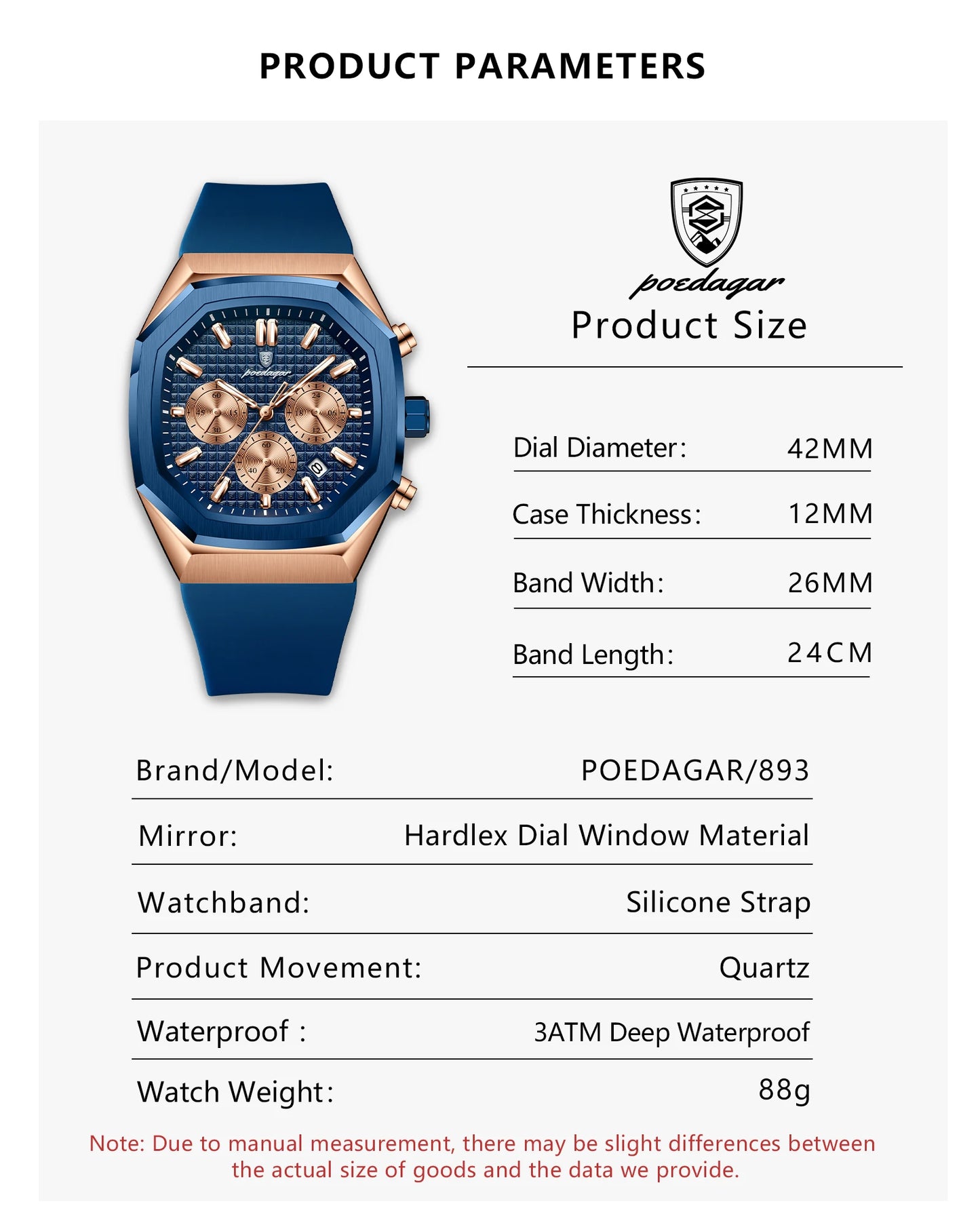 POEDAGAR New Luxury Watches For Men Waterproof Luminous Chronograph Date Man Watch Silicone Strap Fashion Quartz Men Wristwatch