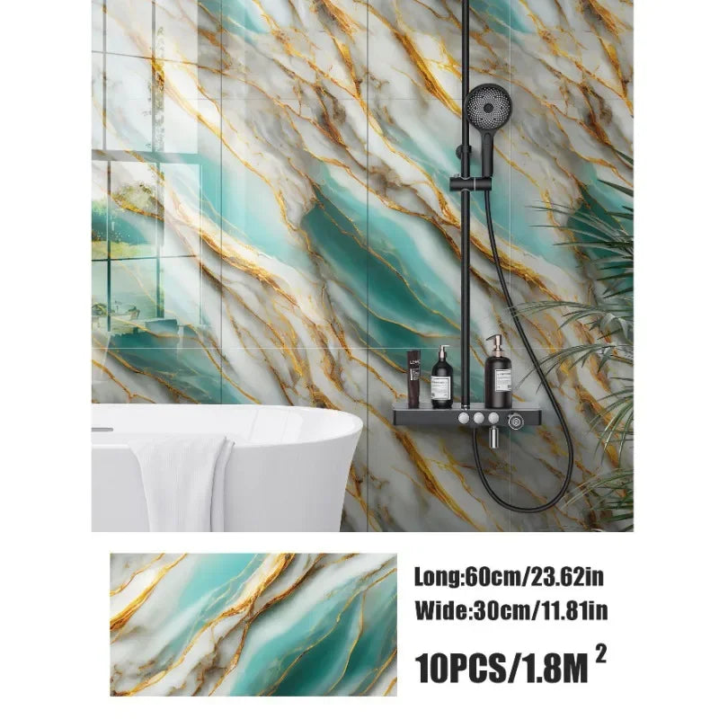 10-40PCS Imitation Marble 3D Ceramic Tile Wall Renovation Decoration Sticker Waterproof Self-adhesive Home Floor Sticker