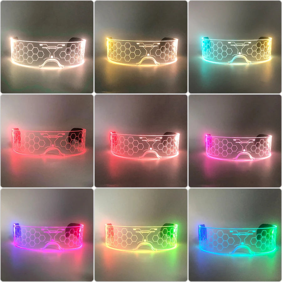 Fashion Luminous Decorative Glasses Neon Light Decoration LED Sunglasses For Nightclub DJ Dance Music Rave Costume Night