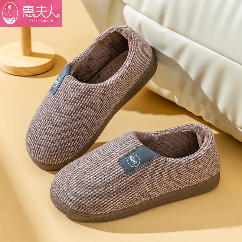 2025 Women's Winter Warm Shoes Plush Lining Indoor Slippers Couples Platform Heel High Top Snow Boots Female Male Home Slipper