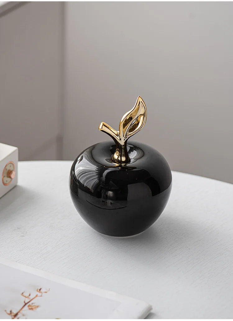 Creative Ceramic Apple Figurines Handicrafts Living Room Art White Apple Sculpture Room Home Decor Accessories Holiday Gifts