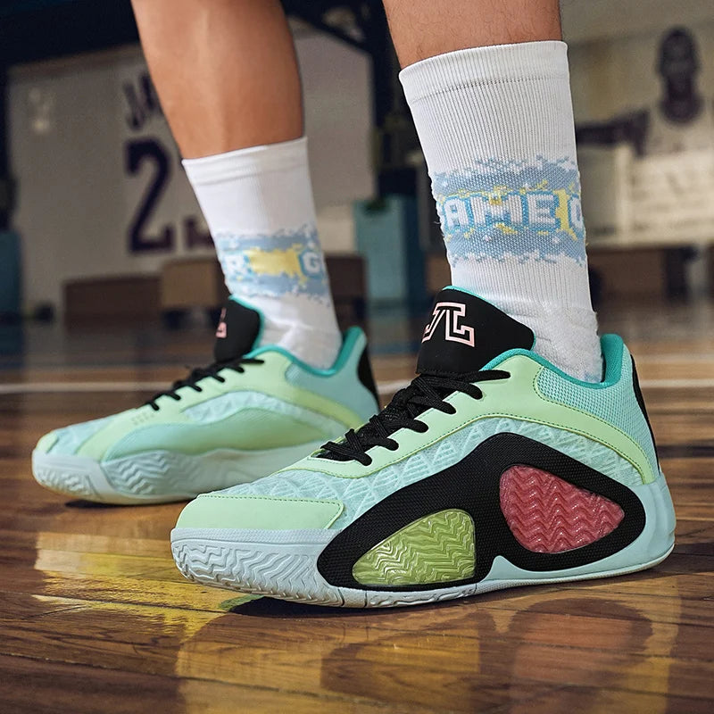 Men's Basketball Shoes Breathable Cushioning Non-Slip Wearable Runing Shoes Gym Training Athletic Basketball Sneakers for Women