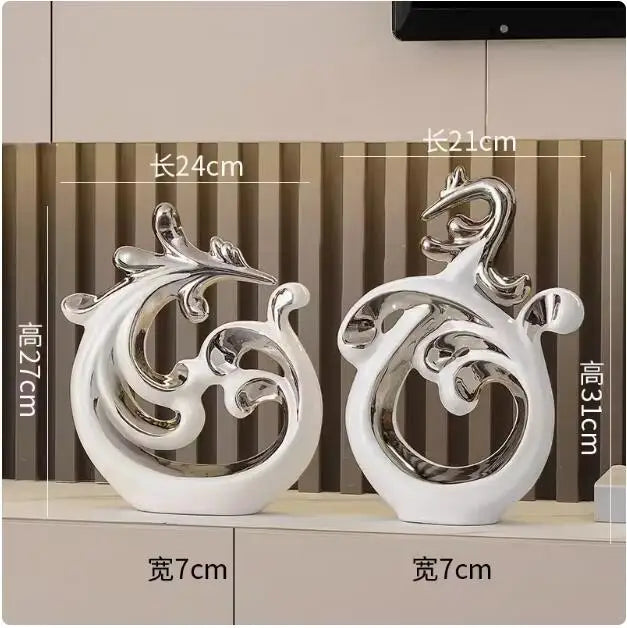 Simple Abstract Phoenix Ceramic Sculpture Home Livingroom Desktop Statue Ornaments Cabinet Table Figurines Decoration Crafts