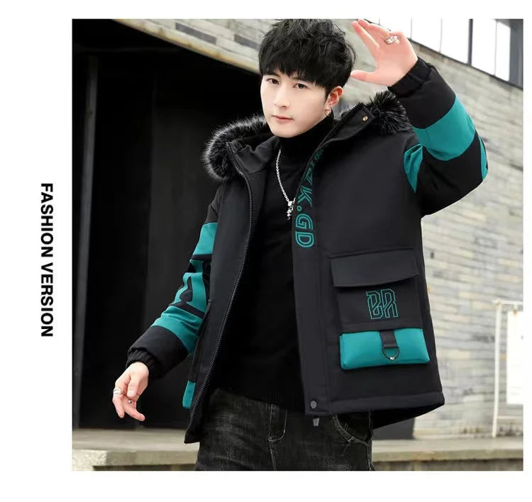 Winter cotton jacket men's thick warm men's cotton jacket loose winter jacket youth down cotton jacket fashionable cotton jacket