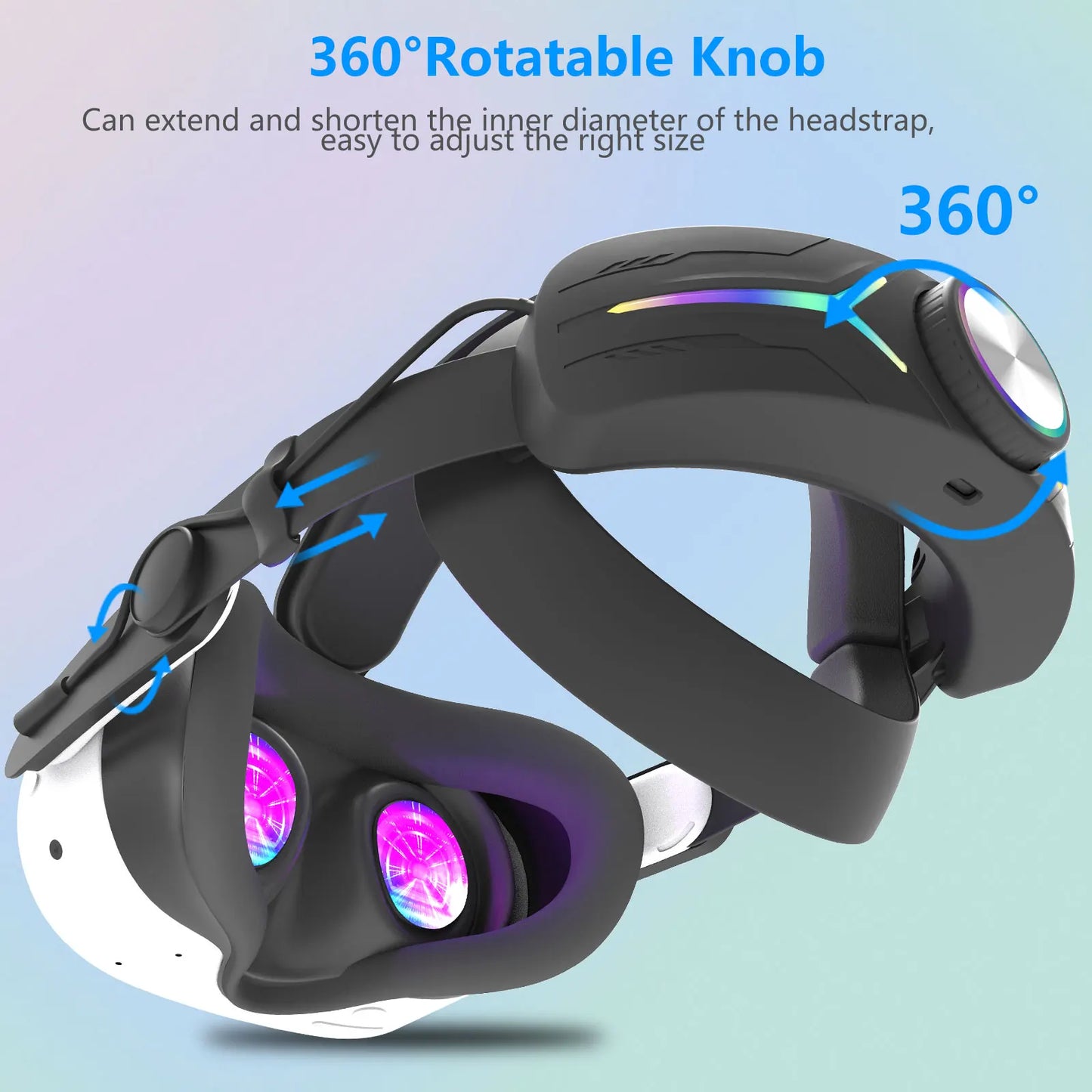 mtomatovr for Meta quest3s/quest3  Battery Head Strap  Extends 4-6 Hours  RGB Light Fast-Charging vr accessory Elite Replacement