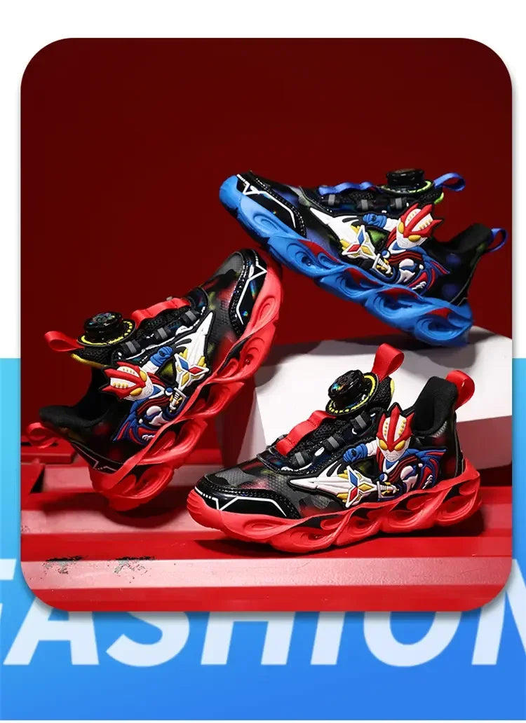 Boys Girls Sneakers Boots LED Footwear Luminous For Kids Light Button Lock Laces Shoes Cartoon Children's Baby Kids