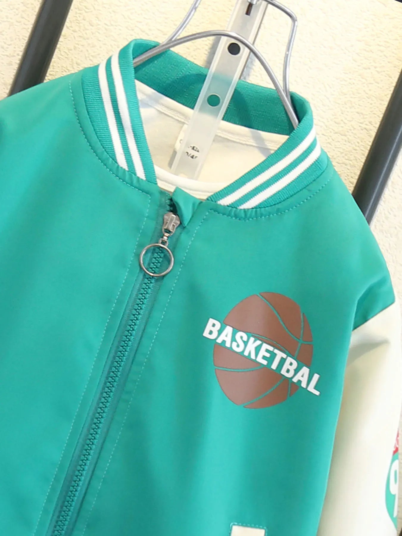 Spring - Autumn Boys' Baseball Jackets with Basketball Pattern, Suitable for 3 - 10 Year Olds, Unhooded Style