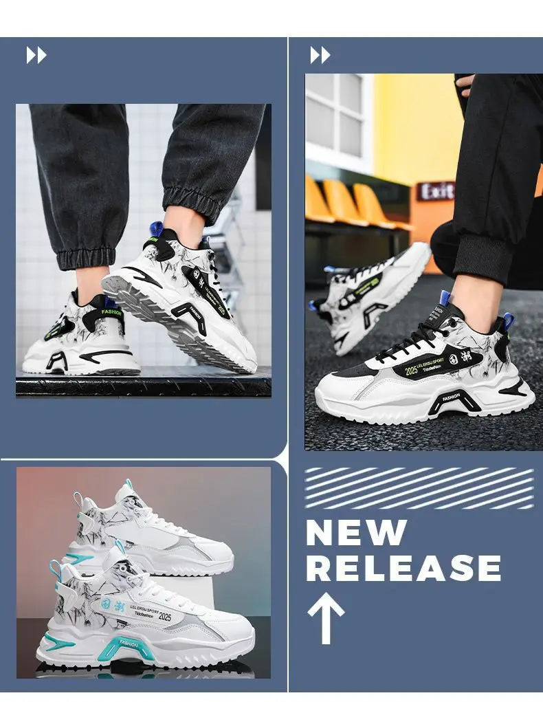 2025 Men’s Shoes Sneakers Fashion Breathable Platform Running Shoes Mesh Sport Light Unisex Male Casual Vulcanize Man Shoes
