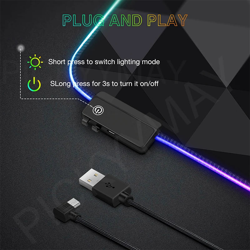 Universe RGB Gaming Mousepad Space Mouse Mats LED Large Gamer Mousepads XXL Keyboard Pads Luminous Desk Mat Mouse Pad Backlit