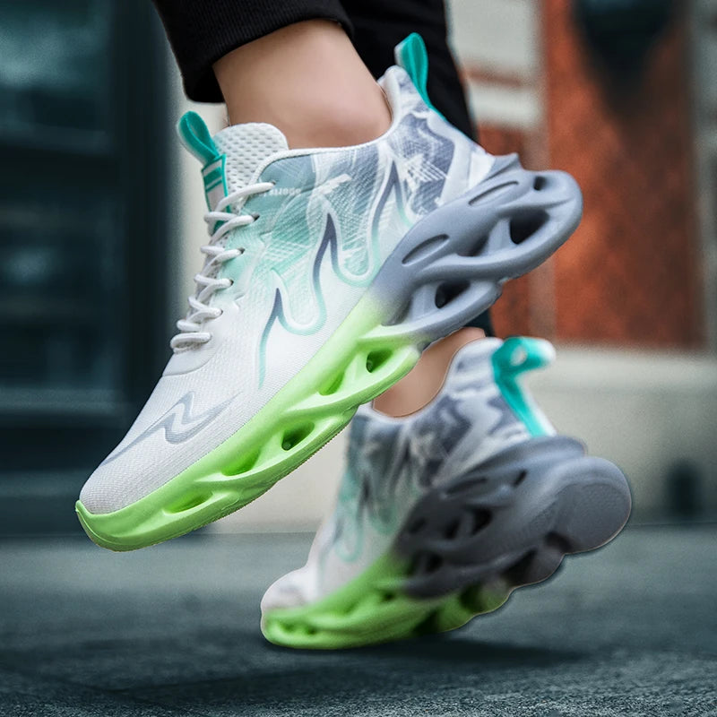 Men Running Shoes Mesh Breathable Flat Cushioning Soft Comfortable Sneakers Outdoor Gym Trendy Casual Jogging Shoes for Men