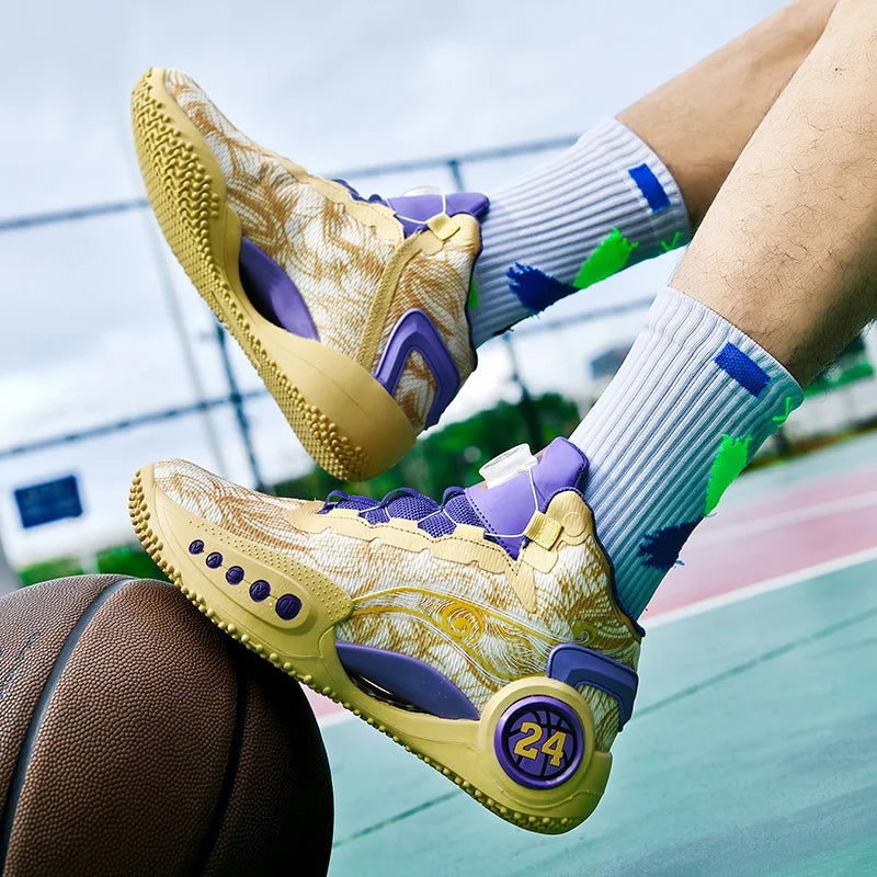 Men's Basketball Shoes Breathable Cushioning Non-Slip Wearable Sports Shoes Gym Training Athletic Basketball Sneakers for Women