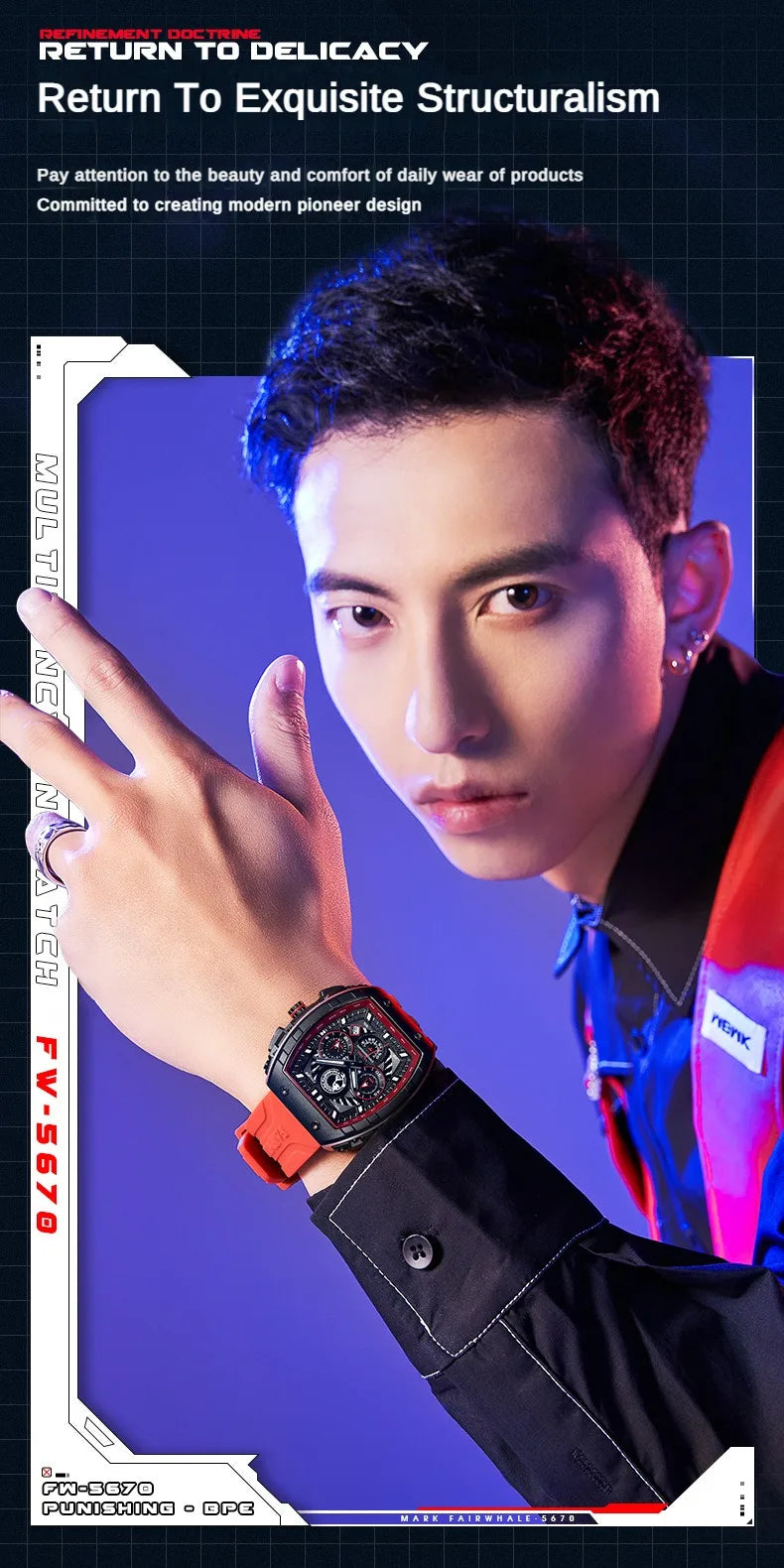 Fashion White Watches For Men Sport Silicone Strap Dive Luminous Quartz Watch Tonneau Shape Resin Case Multifunctional Clock New