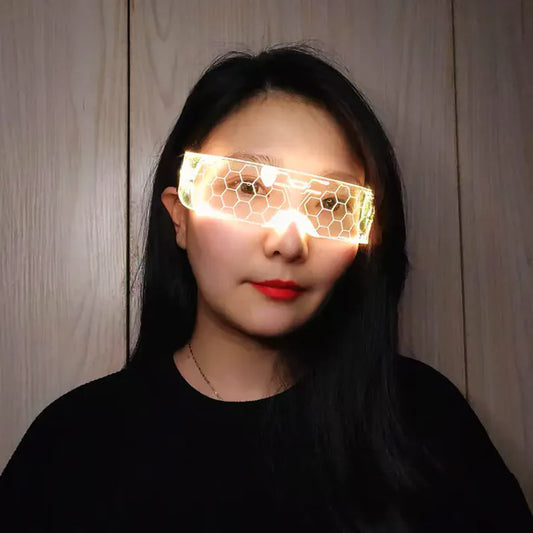 Fashion Luminous Decorative Glasses Neon Light Decoration LED Sunglasses For Nightclub DJ Dance Music Rave Costume Night